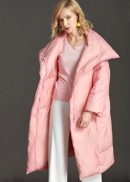 New Pink Peterpan Collar Pockets Zippered Winter Duck Down Coat