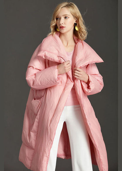 New Pink Peterpan Collar Pockets Zippered Winter Duck Down Coat