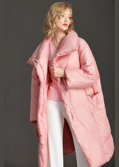 New Pink Peterpan Collar Pockets Zippered Winter Duck Down Coat