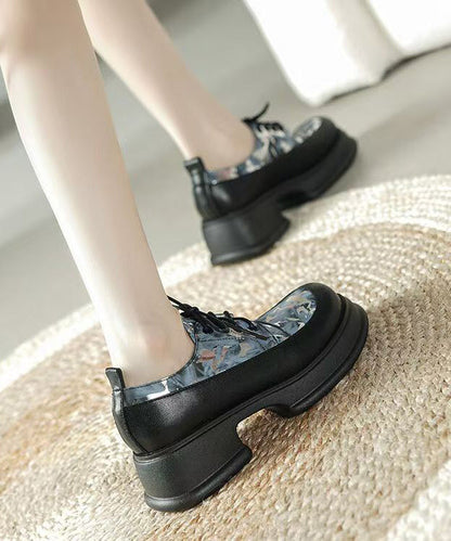 New Platform Loafers for Red Cowhide Leather Lace Up