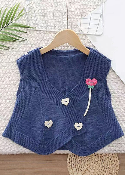 New Purple V Neck Button Knitting Cotton Waistcoat Sleeveless