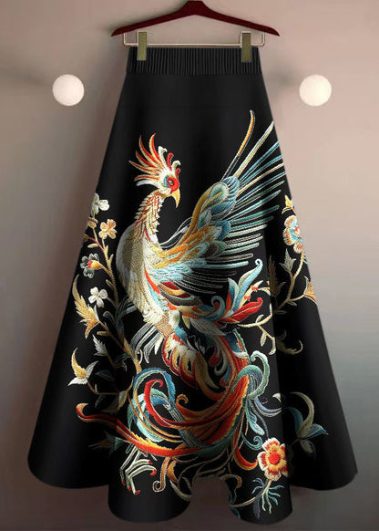 New Rainbow Phoenix Print High Waist Cotton Skirt Summer