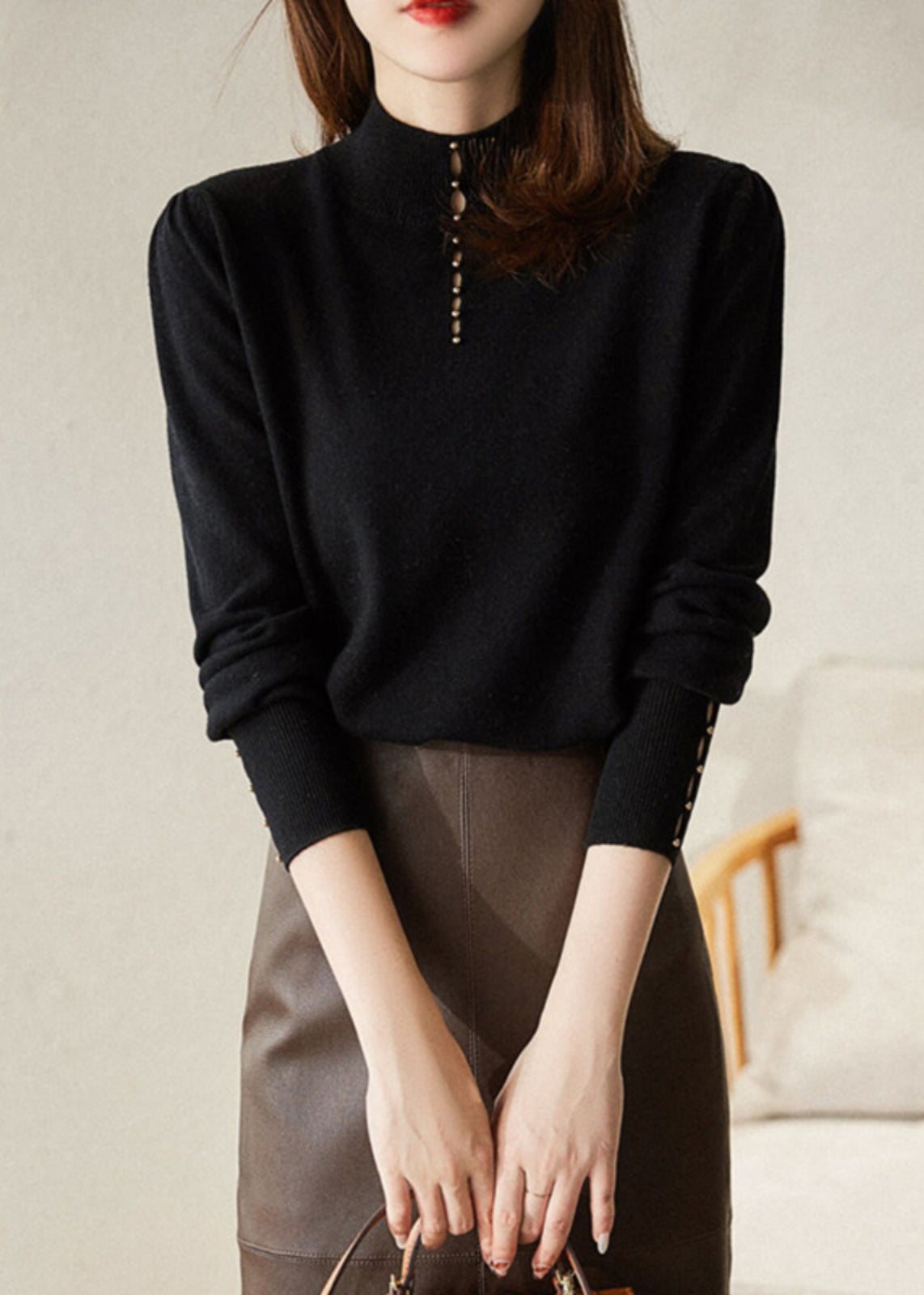 New Red Hollow Out Wool Knit Sweater Spring