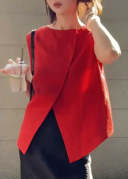 New Red O-neck Wear on Both Sides Tank Summer