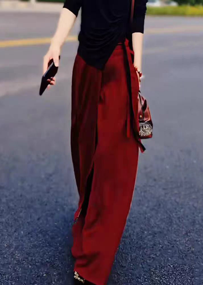 New Red High Waist Silk Skirts Summer