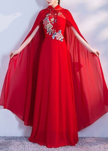 New Red Lace Up Chiffon Cape Summer