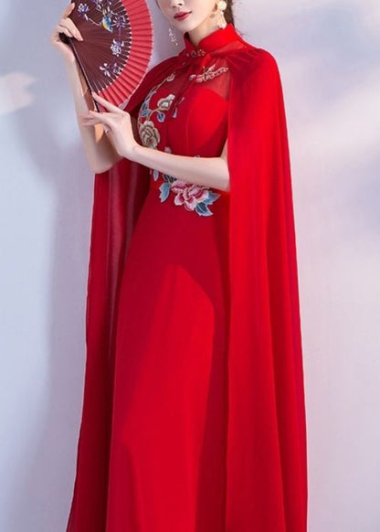 New Red Lace Up Chiffon Cape Summer