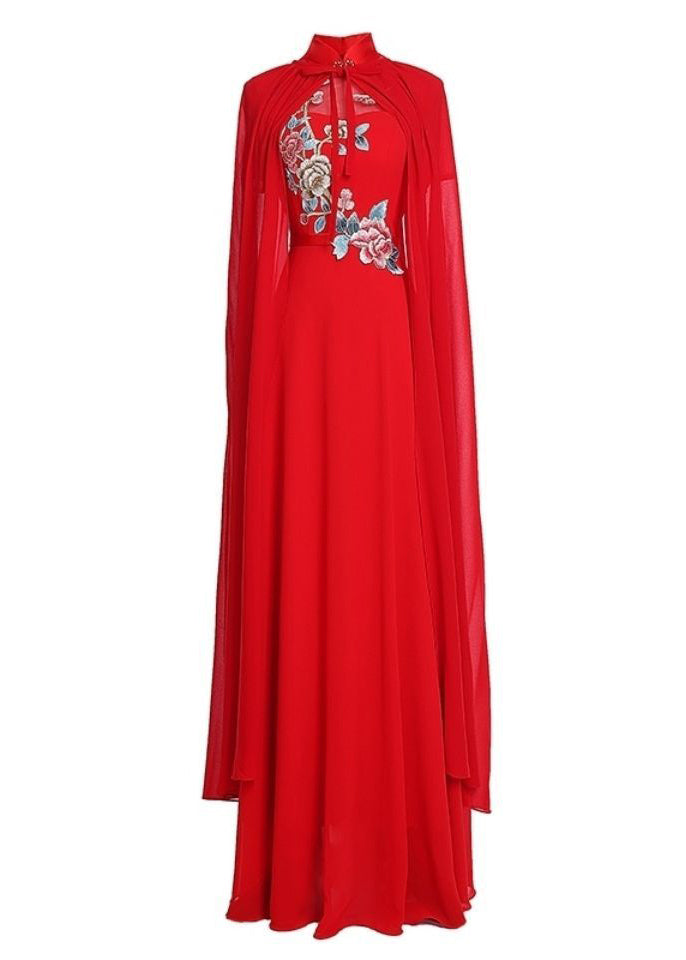 New Red Lace Up Chiffon Cape Summer