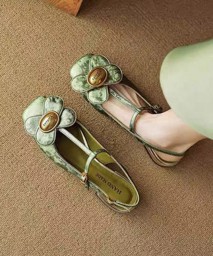 New Retro Green Splicing Walking Sandals