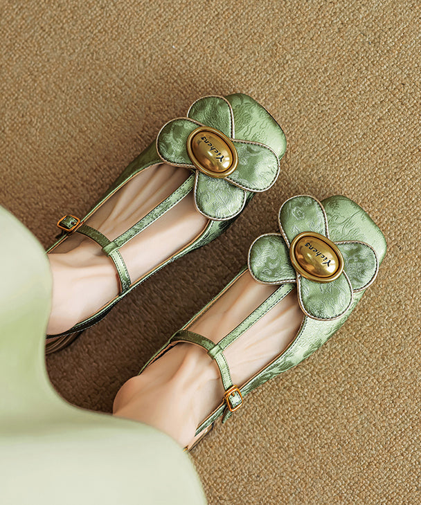 New Retro Green Splicing Walking Sandals