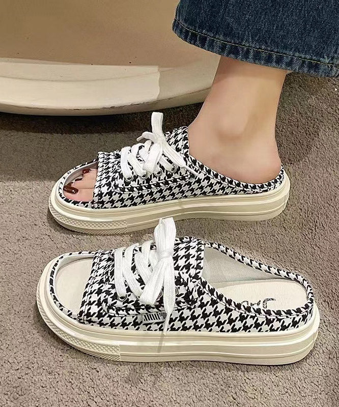 New Summer Stylish Green Lace Up Canvas Slide Sandals