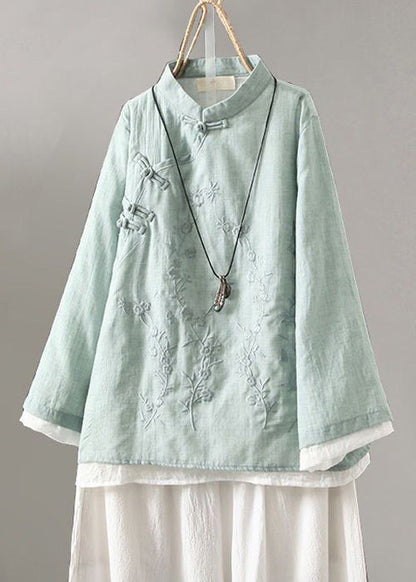 New White Embroidered Button Cotton Shirts Long Sleeve