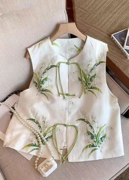 New White Embroidered Chinese Button Silk Waistcoat Sleeveless 1