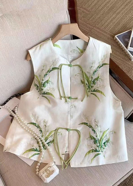 New White Embroidered Chinese Button Silk Waistcoat Sleeveless 1