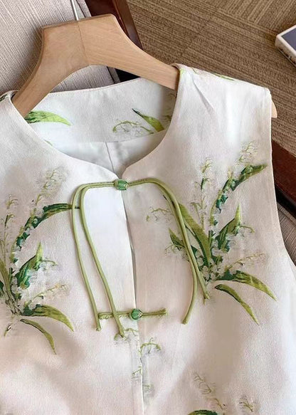 New White Embroidered Chinese Button Silk Waistcoat Sleeveless 1