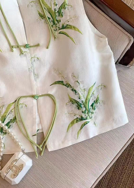 New White Embroidered Chinese Button Silk Waistcoat Sleeveless 1