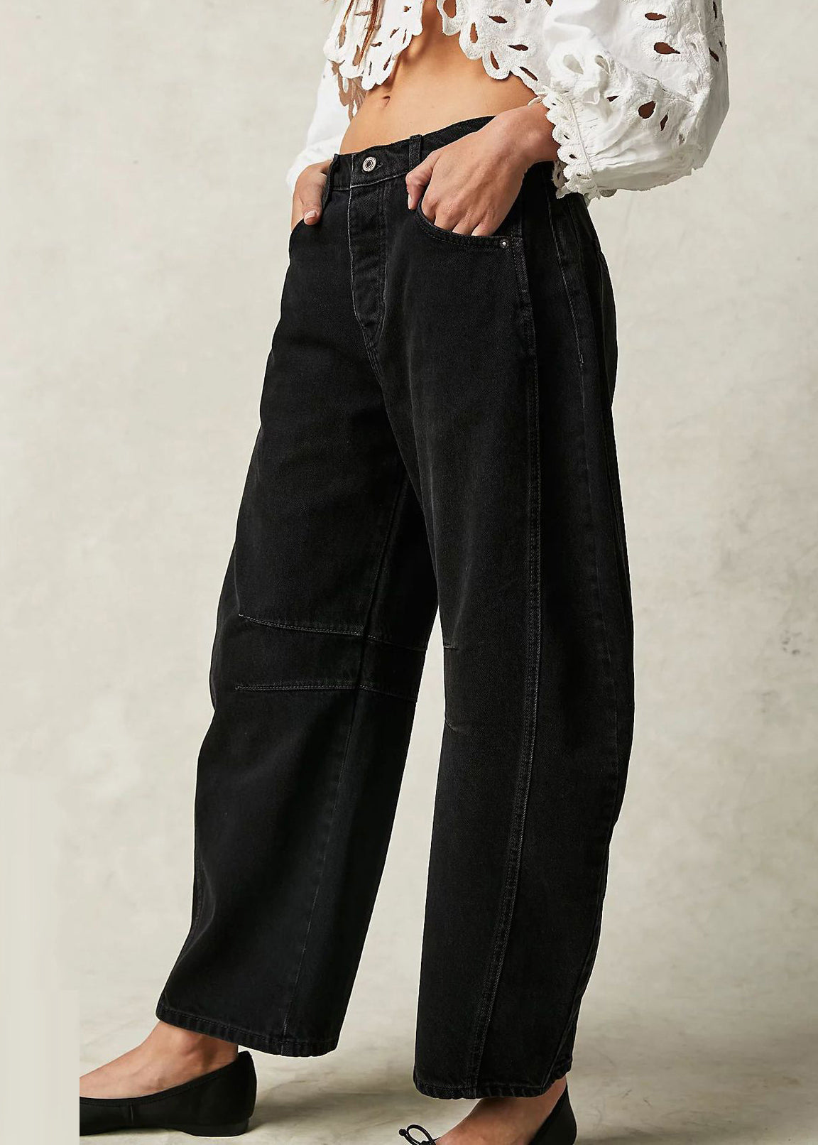New White High Waist Patchwork Denim Crop Pants