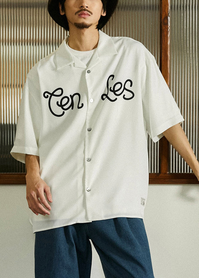 New White Peter Pan Collar Print Button Cotton Shirts Summer