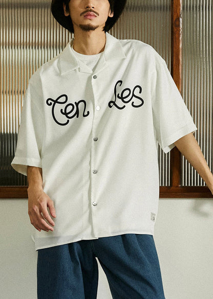 New White Peter Pan Collar Print Button Cotton Shirts Summer