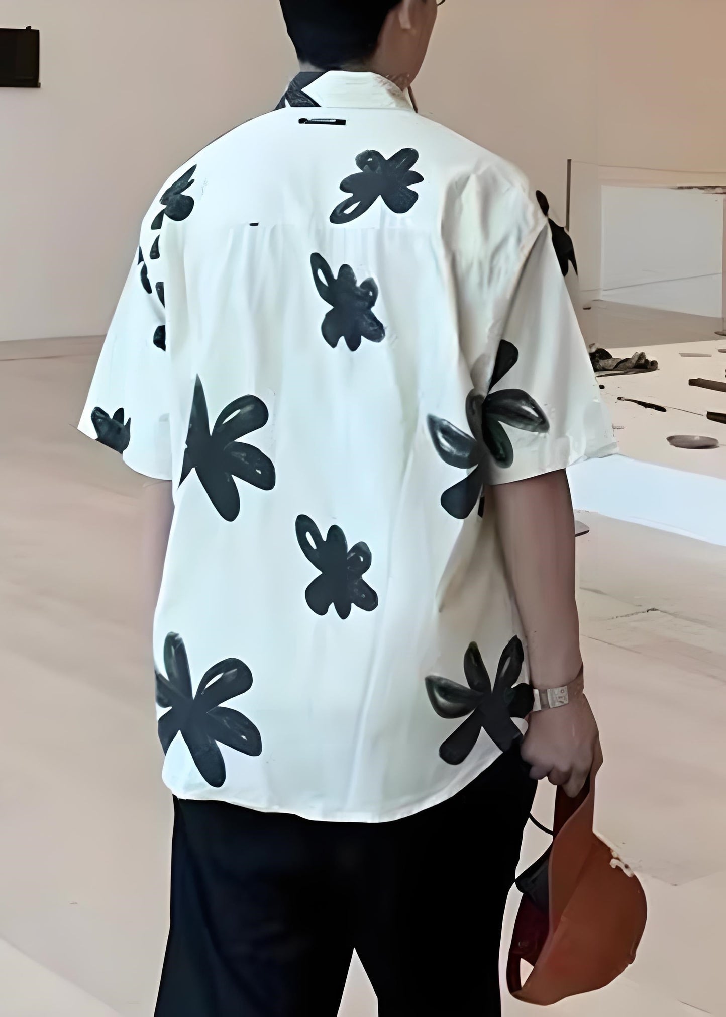 New White Peter Pan Collar Print Cotton Shirts Summer