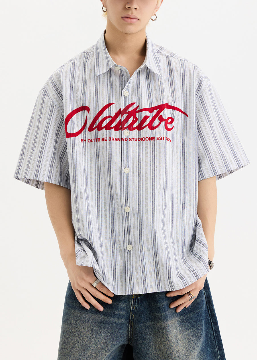New White Print Button Oversized Cotton Shirts Half Sleeve