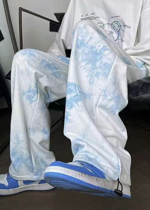 New White Tie Dye Drawstring Cotton Pants Fall