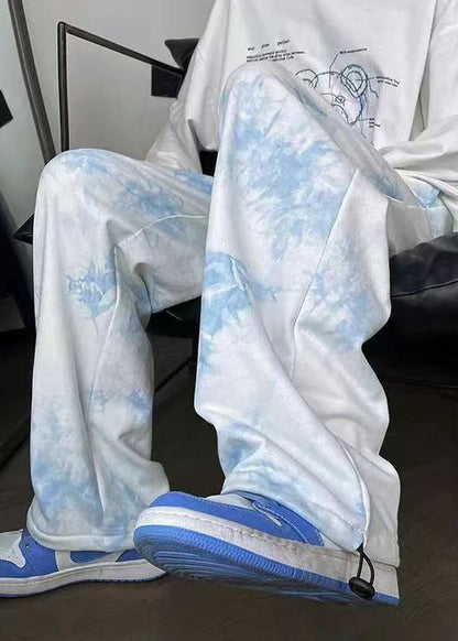 New White Tie Dye Drawstring Cotton Pants Fall
