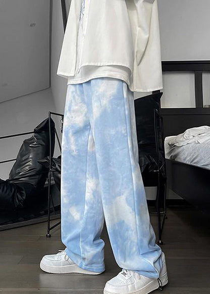 New White Tie Dye Drawstring Cotton Pants Fall
