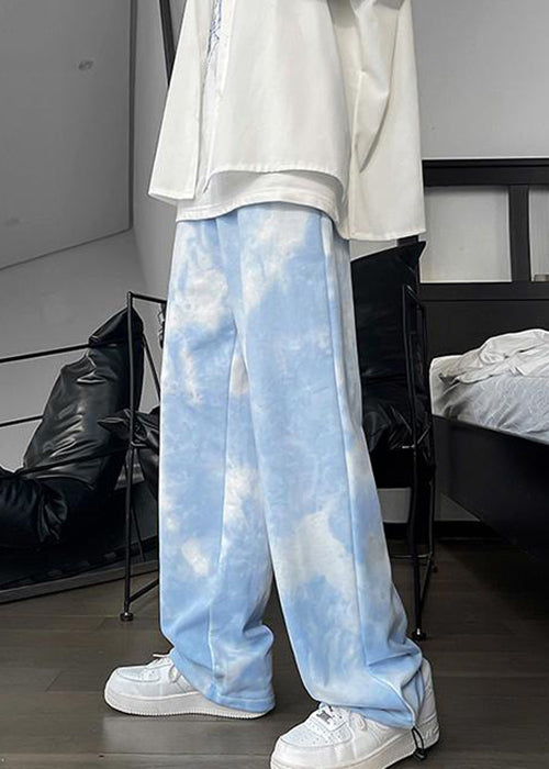 New White Tie Dye Drawstring Cotton Pants Fall
