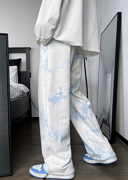 New White Tie Dye Drawstring Cotton Pants Fall