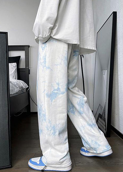 New White Tie Dye Drawstring Cotton Pants Fall