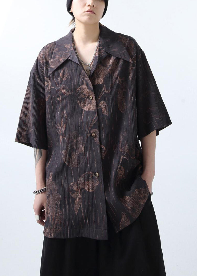 New White Wrinkled Print Cotton Shirts Half Sleeve