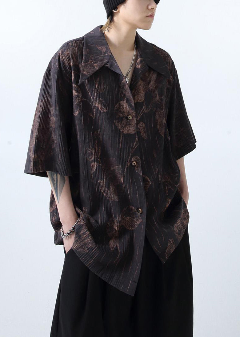New White Wrinkled Print Cotton Shirts Half Sleeve