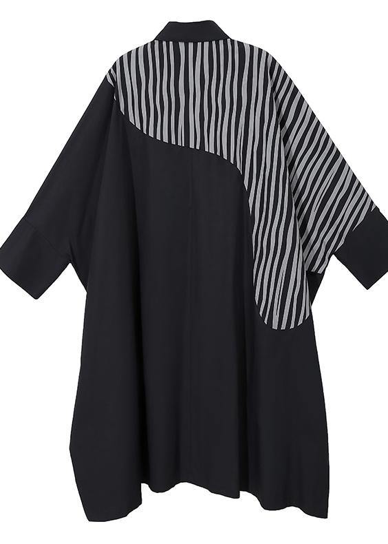 New Woman Long Batwing Sleeves Patchwork Shirt Dress