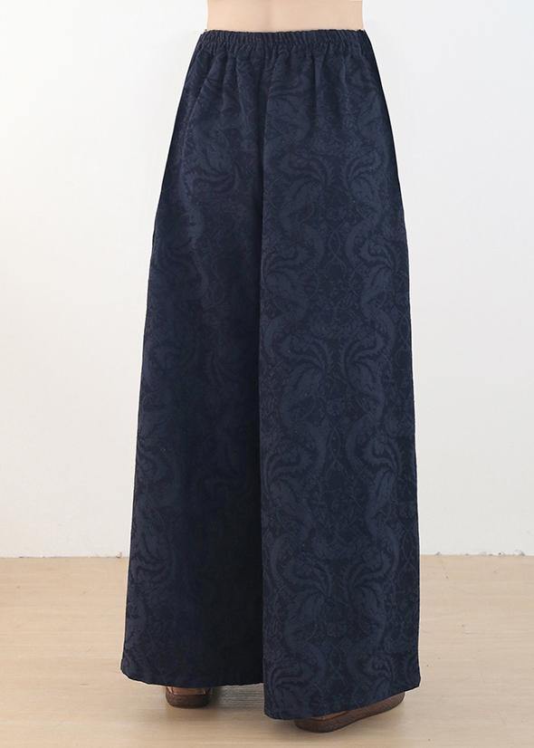 New Autumn Winter Retro Black Jacquard Trousers