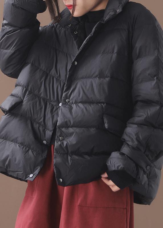New Black Parkas Snow Jackets Winter Short Coats Stand Collar