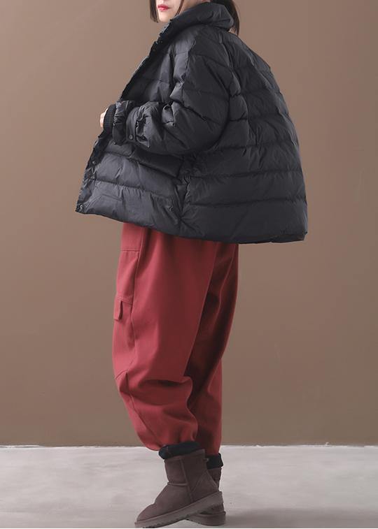 New Black Parkas Snow Jackets Winter Short Coats Stand Collar