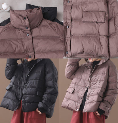 New Black Parkas Snow Jackets Winter Short Coats Stand Collar