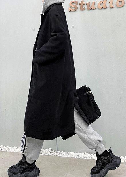 New Black Woolen Coats Notched False Two Pieces Winter Coats
