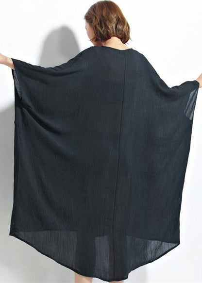 New Green Chiffon Dresses Clothing Linen Maxi Dress Fine High Waist Batwing Sleeve Clothing