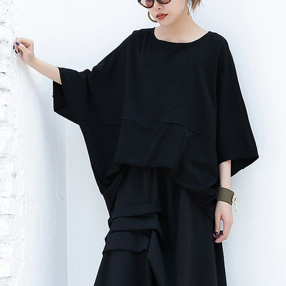 New Black Cotton Vest Cotton T Shirts Batwing Sleeve Loose Waist Brief T Shirt
