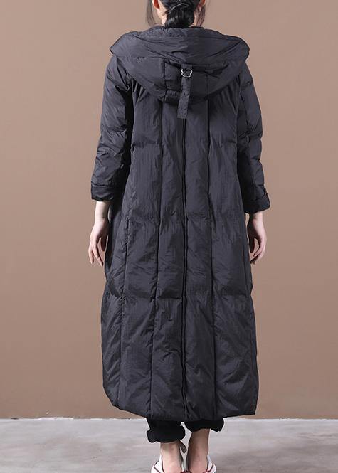 New Black Duck Down Coat Oversize Winter Jacket Hooded Large Pockets Coats