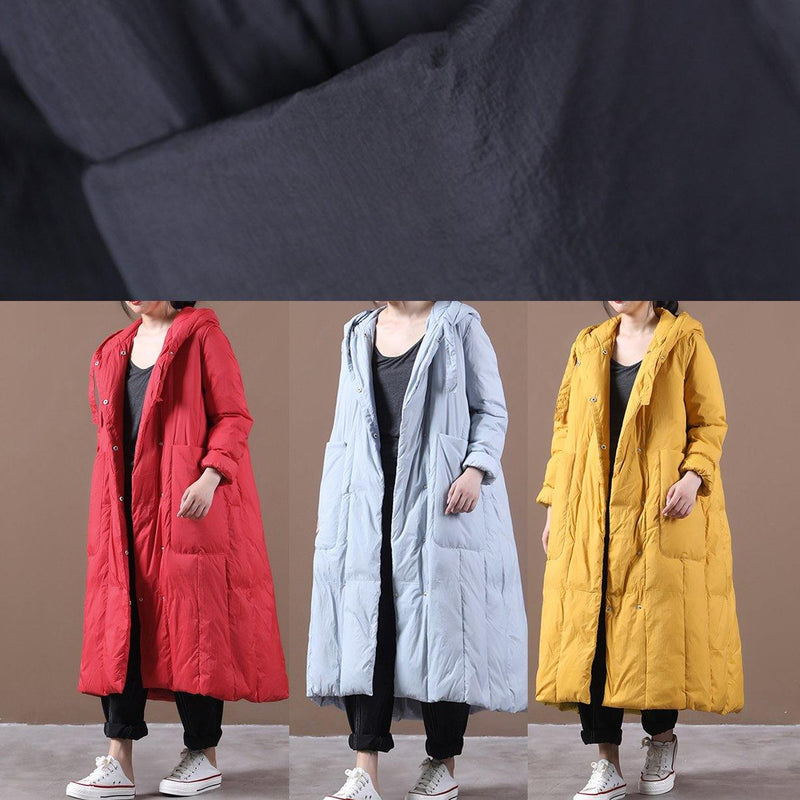 New Black Duck Down Coat Oversize Winter Jacket Hooded Large Pockets Coats