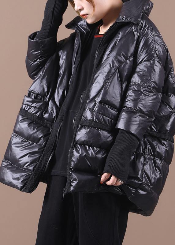 New Black Duck Down Coat Clothing Down Jacket Stand Collar Patchwork Overcoat