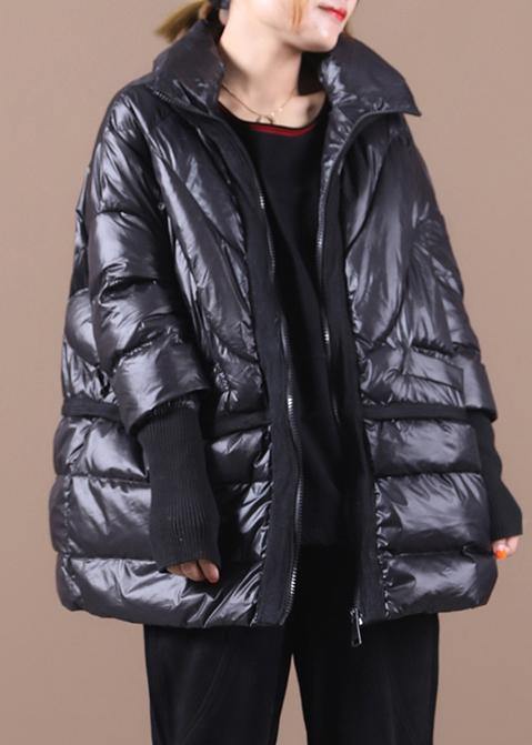 New Black Duck Down Coat Clothing Down Jacket Stand Collar Patchwork Overcoat