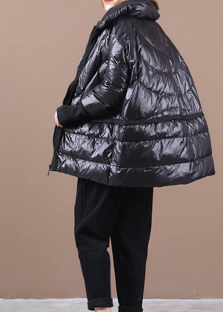 New Black Duck Down Coat Clothing Down Jacket Stand Collar Patchwork Overcoat