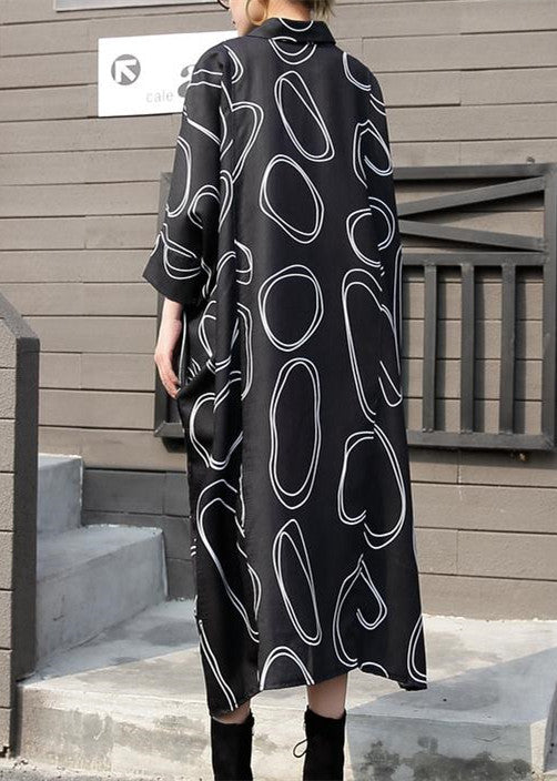 New Black Chiffon Dresses Prints Traveling Dress Boutique Batwing Sleeve Shirt Maxi Dresses