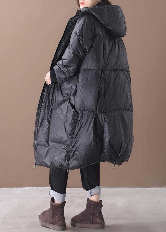 New Black Warm Winter Coat Down Jacket Hooded Pockets Coats