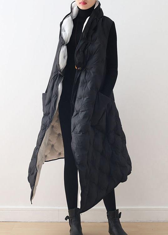 New Black White Vest Wear Long Thick Loose Large Size Cotton Jacket Coat on Both Sides