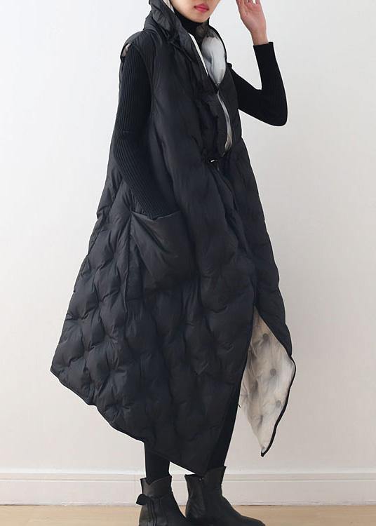 New Black White Vest Wear Long Thick Loose Large Size Cotton Jacket Coat on Both Sides